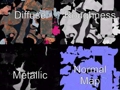 Tattooed Cyberpunk Character model pack Low-poly 3D model