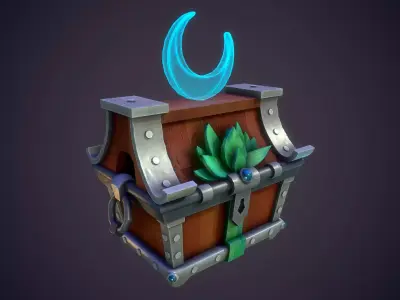 Personalized Moon Treasure Chest Low-poly 3D model