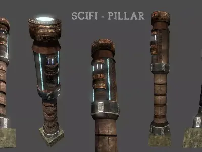 Large Cyberpunk Pillar Low-poly 3D model