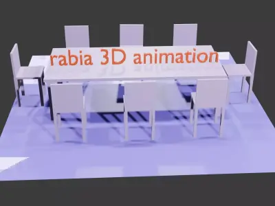 table with 8 chairs Low-poly 3D model