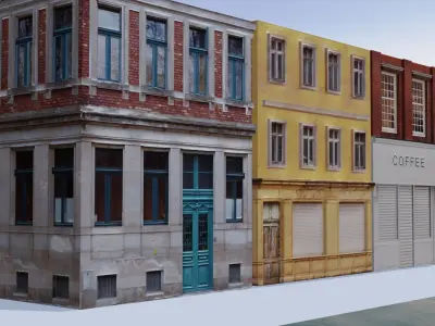 Lowpoly Street Model for gaming and cartoon Low-poly 3D model