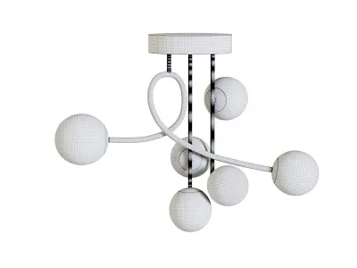 Glass Sputnik Chandelier Lighting Gold 6-Light Low-poly 3D model