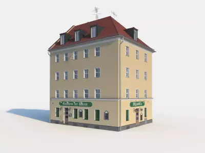 Residential City Building - Corner - 01 - Restaurant 3D model