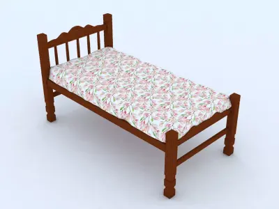 Single Bed Model Low-poly 3D model