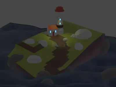 LightHouse island with Free low-poly 3D model
