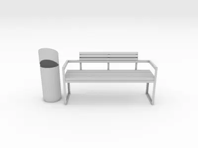 Bench Park 27 Low-poly 3D model