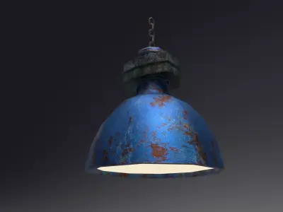 Industrial Light - Factory Lighting with Chain Low-poly 3D model