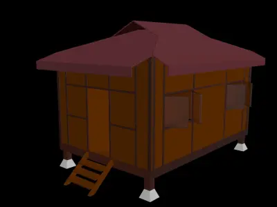 3D Shelter Rumah Melayu Limas Low-poly 3D model
