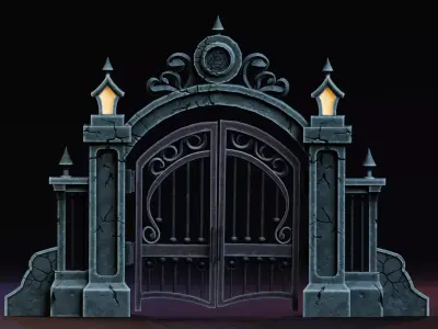 Stylized Halloween Props - Haunted Gate Low-poly 3D model