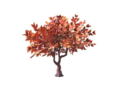 Stylized Tree 04 Autumn Low-poly 3D model
