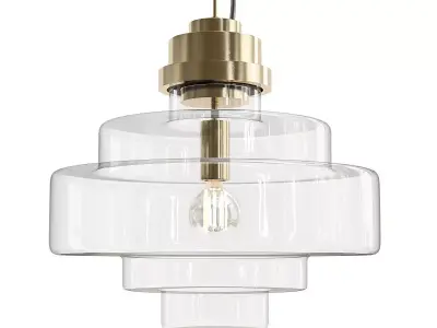 Untitled glass pendant light in gold and brass 3D model