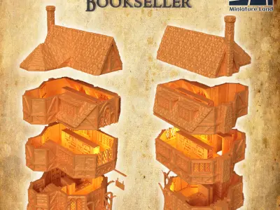 Medieval Bookseller Tabletop Terrain 28 MM 3D print model