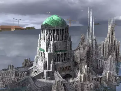 Towers Sci fi city White Kit bash 3D model