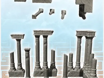 Set of ruined antique columns 1 - Ancient Classic Old Archaic 3D print model