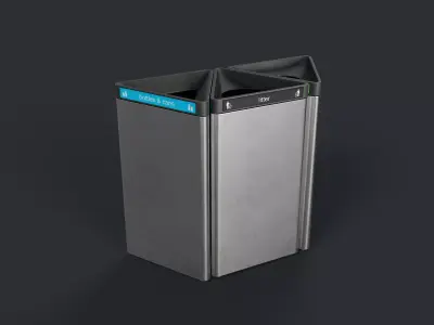 Street Trash Can 19 PBR Game Ready  Low-poly 3D model