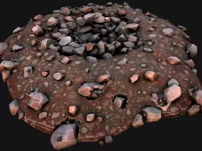 Large Rocks Tin Ore Deposits Quarry Environment Low-poly 3D model