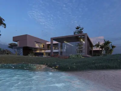  Modern beach villa Lumion n Revit free basic furniture 