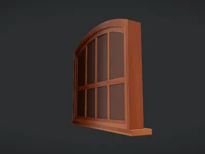 arched wooden window frame 3D model