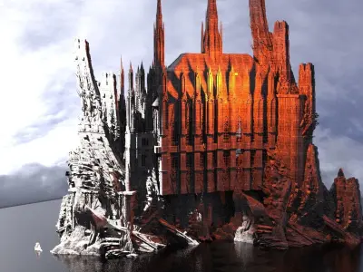 Cathedral Arch Wizards Hall mountains 3D model