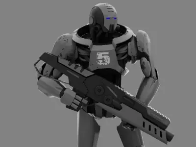 Android Soldier rigged character 3D model