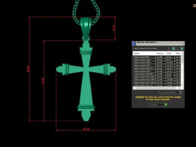 Light Gold 18K Cross Pendant 2CP077 3D print model
