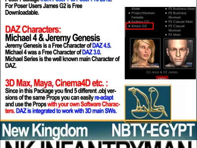 Ancient Egyptian Soldier NK Props Poser Daz 3D model