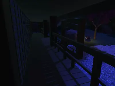 Temple outside of house at night 3D model