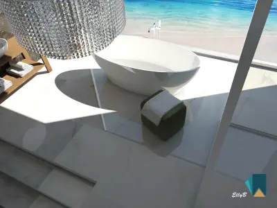 Modern bathroom on the beach 3D model