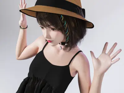 Casual child standing and greeting 3D model