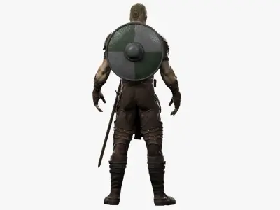 Warrior man in armor Low-poly 3D model