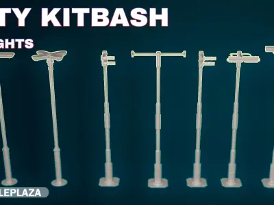 7 Street Lights - Traffic  Light Low-poly 3D model