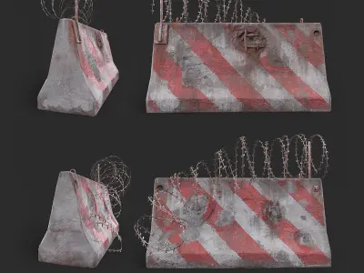 Barricade barbed wire Low-poly 3D model