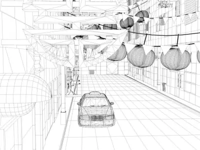 china town  Low-poly 3D model