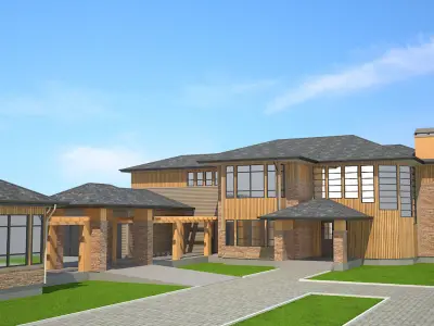 Modern House With Garage Low-poly 3D model purchase