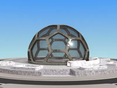 small hexagon dome with an underground entrance 3D model