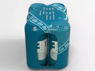 6 Pack 440ml cans in a plastic shrinkwrap 3D model