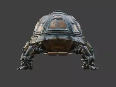 Sci-Fi Robot Turtle Armored Defense Low-poly 3D model