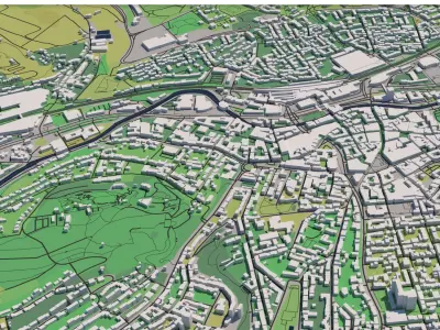 Wuppertal Germany 30x30km 3D City Map 3D model