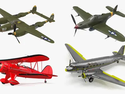  Rigged Vintage American Aircrafts Collection 2 