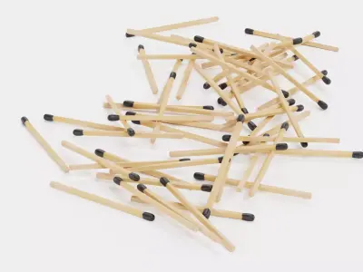 Pile of Safety Matches - Realistic Scattered Sticks 3D model