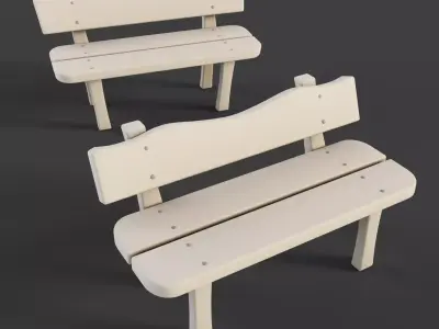 Cartoon Bench 5 Low-poly 3D model