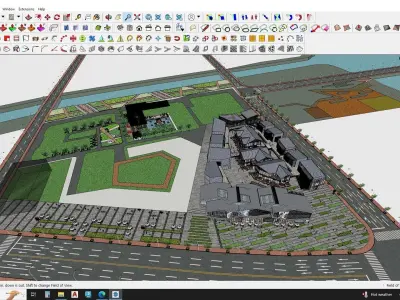Modern Shopping mall with landscape 3d model 3D model