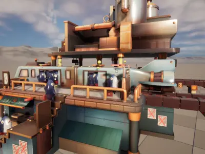 Stylish Q-version scene fishman Low-poly 3D model