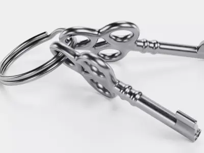 Small Keys - 2 Trefoil Handle Skeleton Keys on Ring 3D model