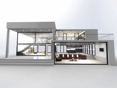 modern house exterior interior design 3D model