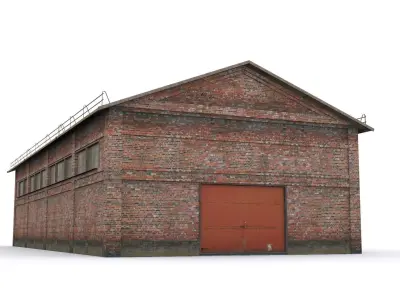 brick warehouse Low-poly 3D model