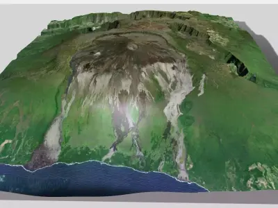 Mountain landscape Dolomieu Crater Saint Philippe Reunion France 3D model