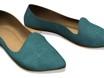 Pointed Flat Pumps Low-poly 3D model