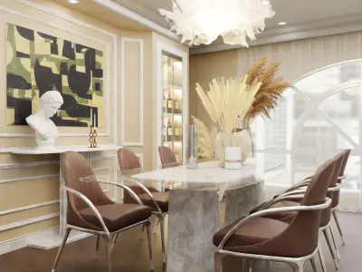 Interior Dining Room Design Scene 3D model