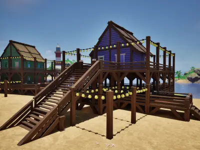 Stylized Beach Environment Pack Low-poly 3D model